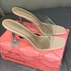 Clear mule heel